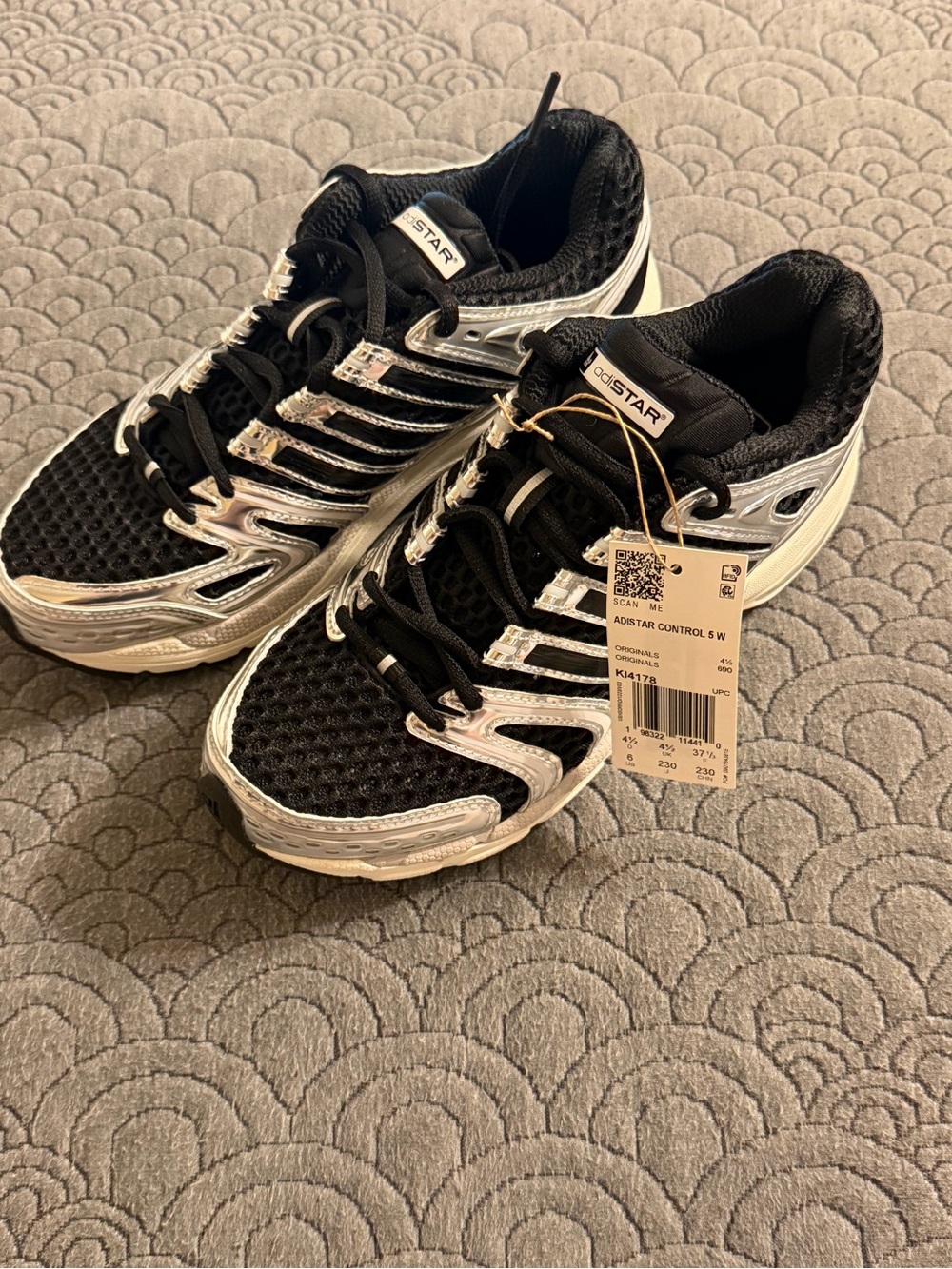 Adidas Adistar Control Black Metallic Silver Y2K Retro Running Sneakers
